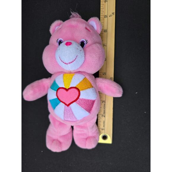 Care Bears Hopeful Heart Bear 8" Bean Bottom Plush Pink Rainbow 2015 - Picture 4 of 5
